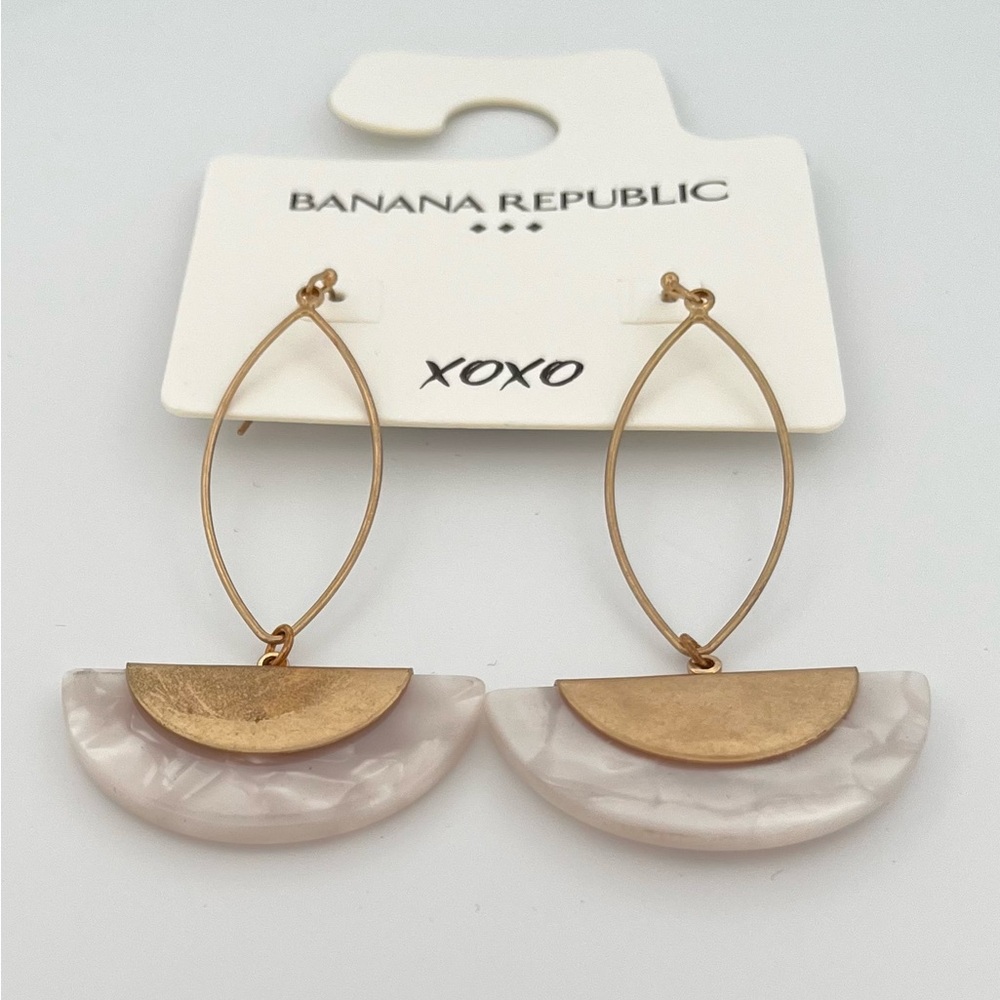 Banana Republic Gold and Cream Geometric Earrings